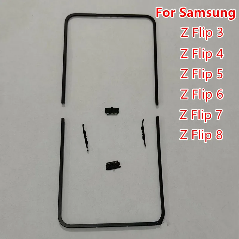 F776 F766 F741 Edge Strips For Samsung Galaxy Z Flip 8 7 6 5 4 3 Middle Frame Stand Housing Bezel Repair Part + Buckle Connect