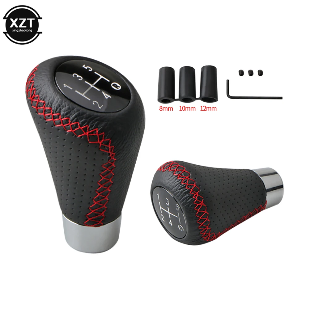 

Universal Car Gear Shift Knob Gear Stick 5 Speed Manual Shifter Lever Black Red Line Stitche PU Leather