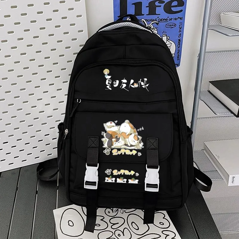 Breathable mesh, Black White Pink Blue, Natsume's Book of Friends, Natsume yujincho, School Bags, Anime Backpacks Girls Boys