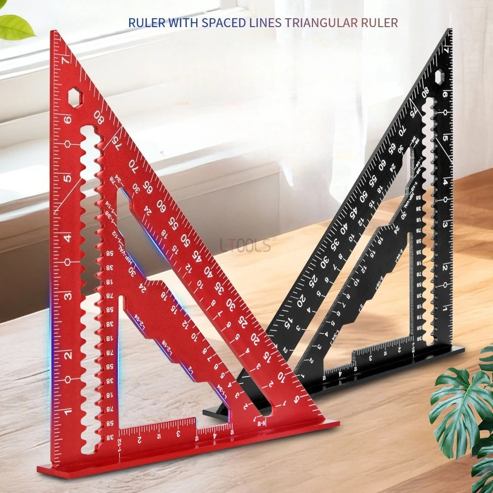 High Precision Triangle Ruler Multifunctional Aluminum Alloy Angle Square 7 Inch Woodworking Stair-step Marking Triangle Ruler