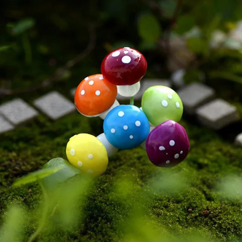 100pcs Colorful Artificial Mushroom Models Miniature Fungus Statues Home Garden Decorative Plant Action Figures