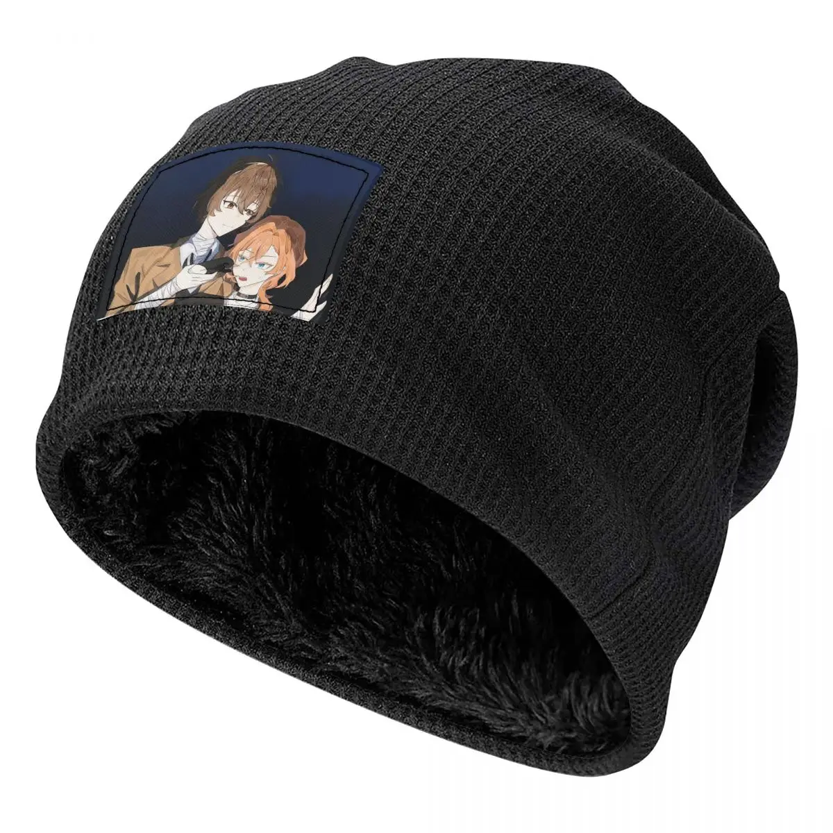 Bungou Stray Dogs Wan Anime Dazai And Chuuya  Beanies Caps Fleece-Lined Bonnet Hat Warm Hip Hop Autumn Winter Skullies Hats