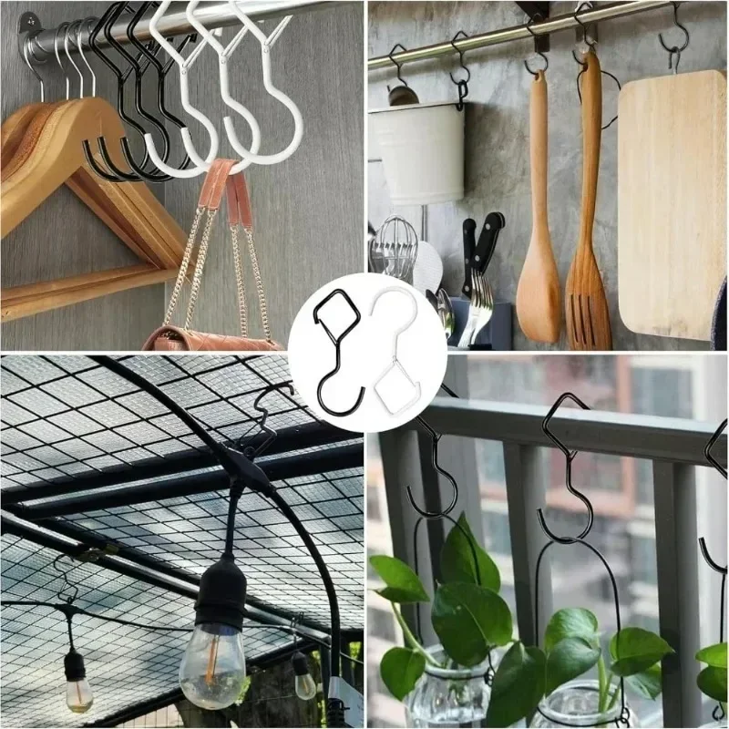 1/10PCS S-shaped Hooks with Safety Buckle Plant Towel Coffee Cup Key Hanging Racks Multifunctional Home Windproof Storage Holder