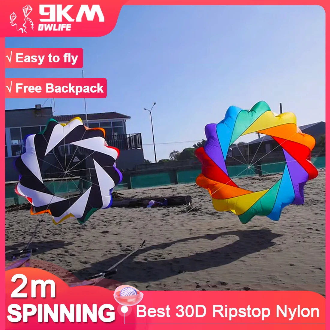 

9KM 2m Snake Spinning Windsock Ring Kite Line Laundry Inflatable Show Kite for Kite Festival Best 30D Ripstop Nylon with Bag