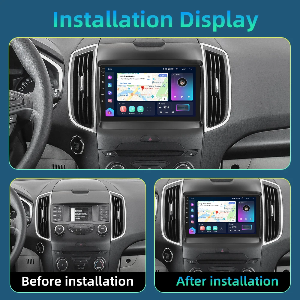 Hikity 8 core Car Radio For Ford Edge 2015-2020 Multimedia Video Player GPS  WIFI Carplay Auto Stereo Autoradio Navigation Radio