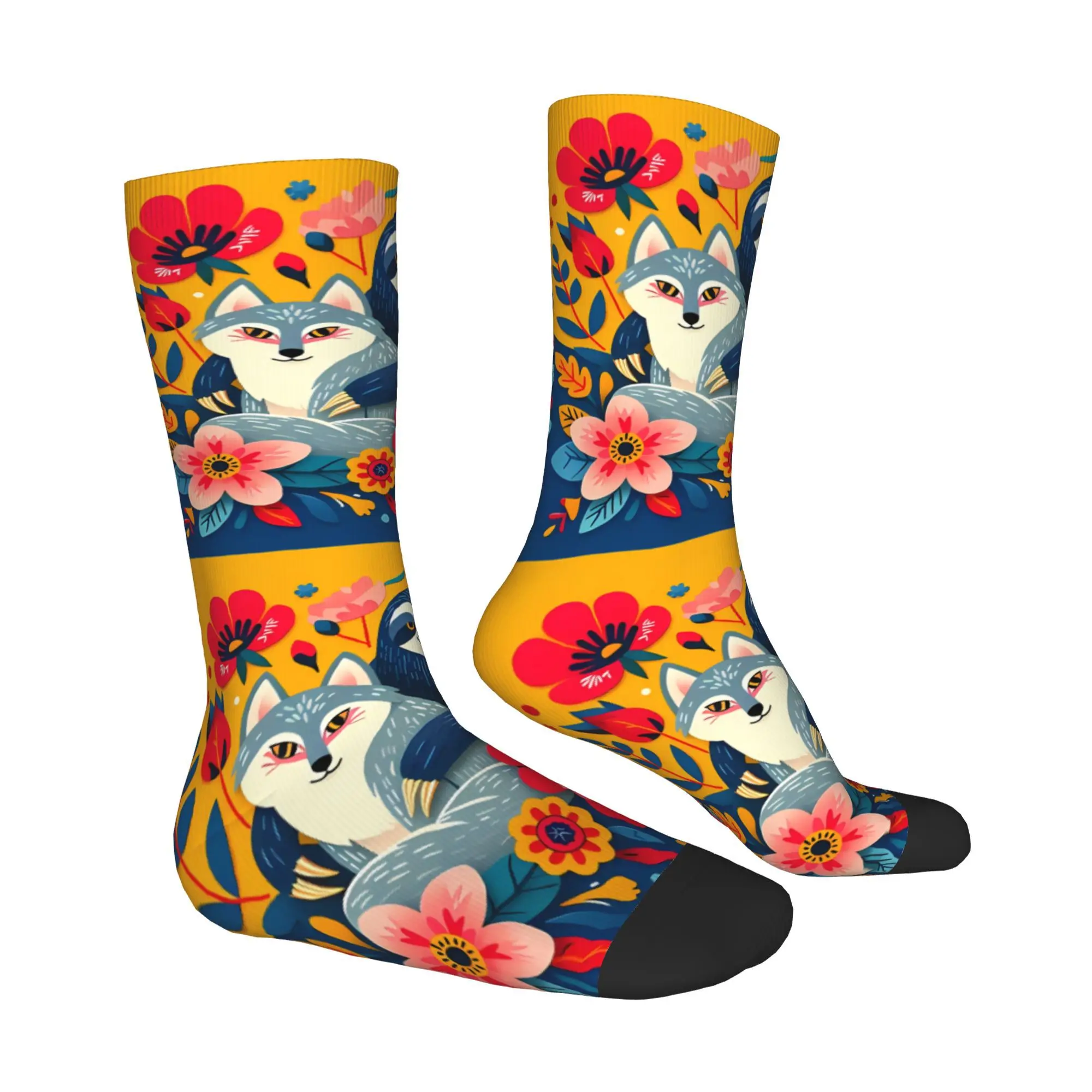 スカンジナビアの民俗芸術ナマケモノの靴下プリントマンポリエステルファッション