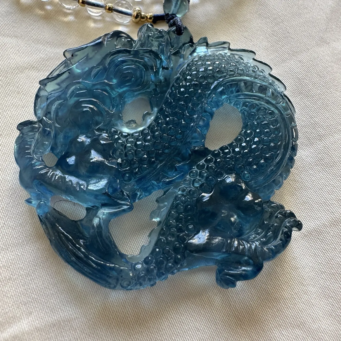 Natural Blue Aquamarine Pendant Women Bead 52x7mm Dragon Aquamarine Brazil Fashion Beads Necklace AAAAA