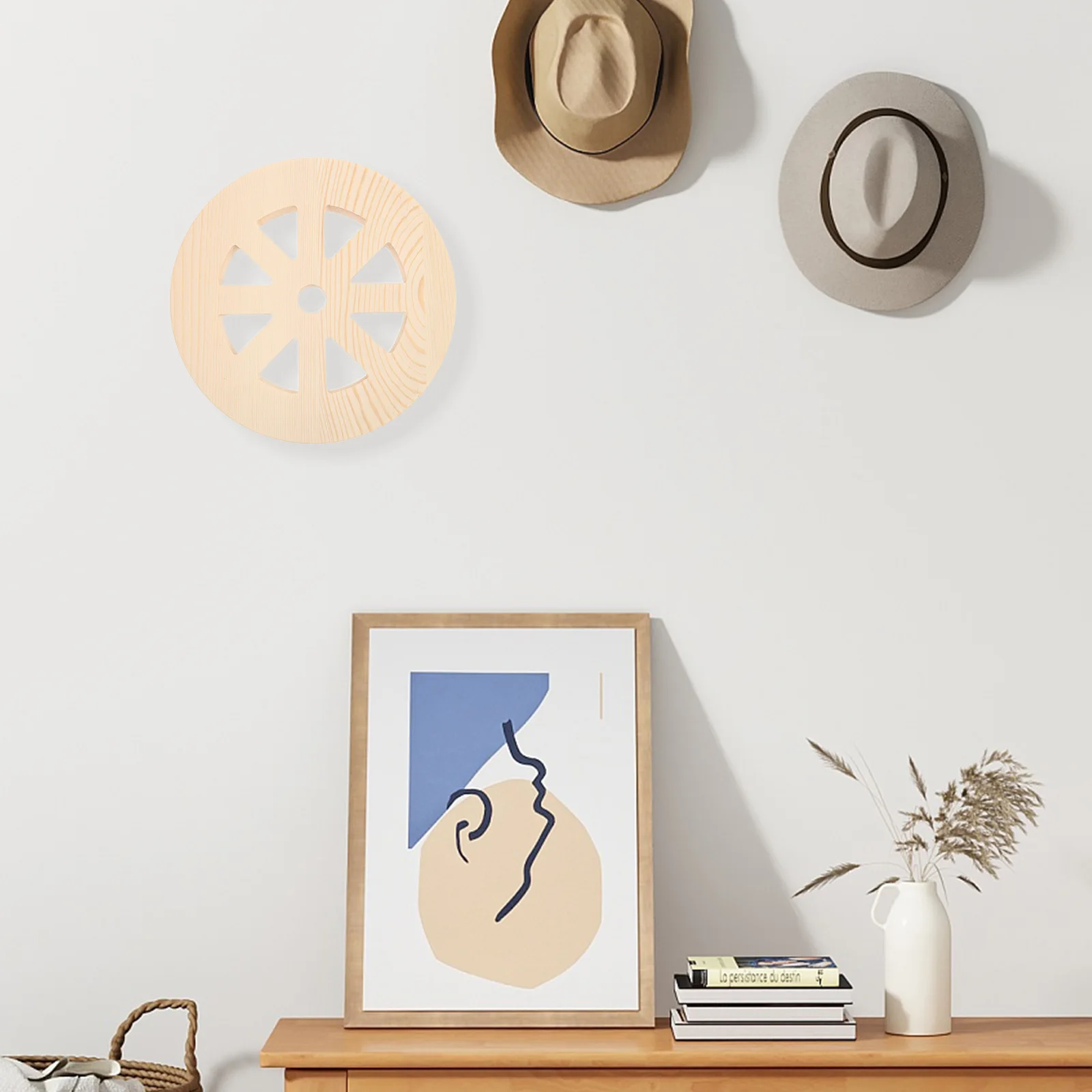 

Rustic Wooden Wagon Wheel Wall Decor Vintage Style Living Room Yard Decoration Sturdy Craftsmanship