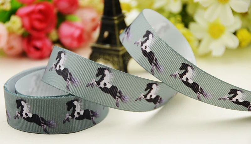 22mm 25mm 38mm 75mm Horse Cartoon Character printed Grosgrain Ribbon party decoration 10 Yards X-05317