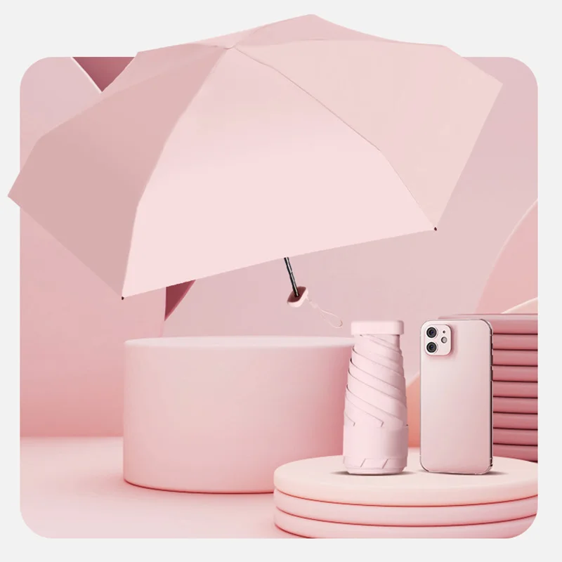 Xiaomi Folding Umbrella 6 Ribs Lightweight Compact Pocket Umbrella Windproof Rainproof with Capsule Storage for Daily Life