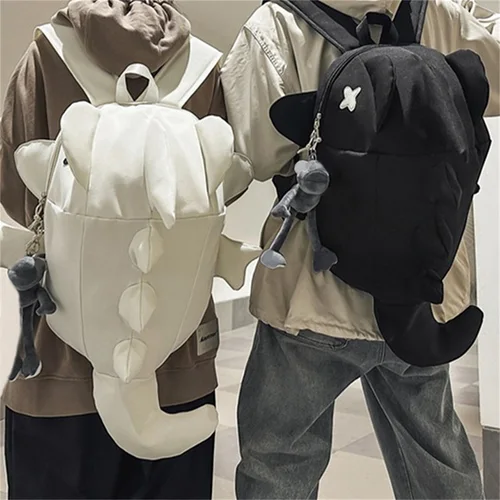 Imagen 1 del producto Mochila para hombres y mujeres, mochila escolar de gran capacidad con forma de tiburón de moda, bolsa diaria para calle informal (colgante no incluido)