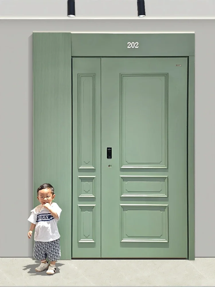 Puerta de entrada francesa, puerta de seguridad, puerta madre e hijo.