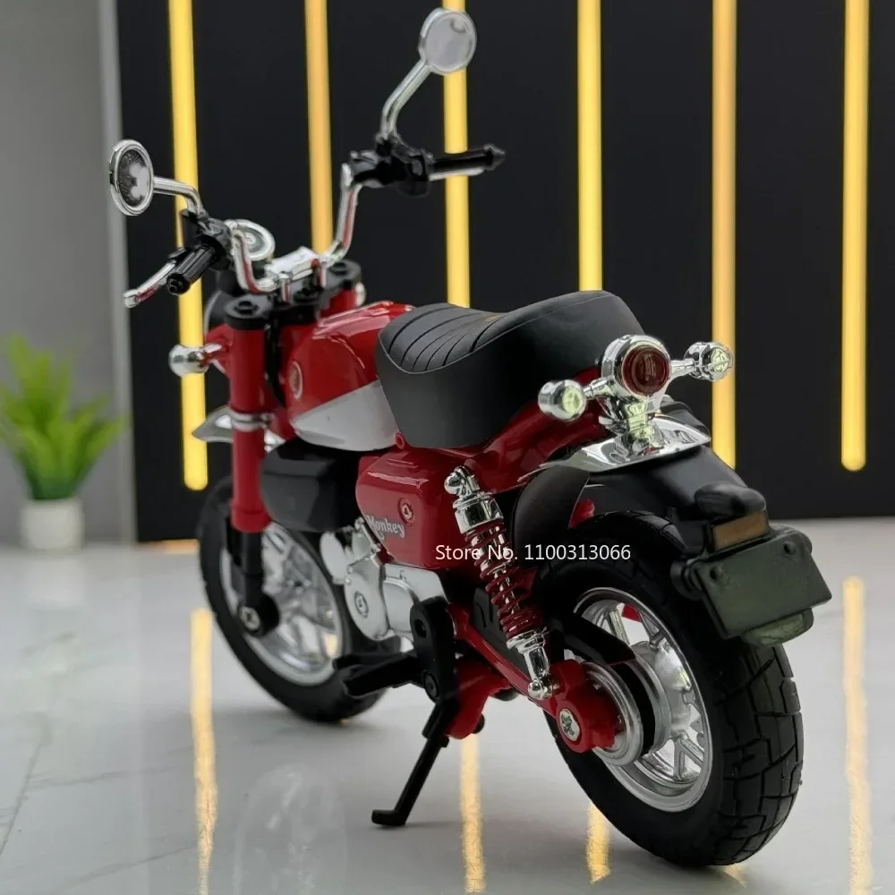 1:12 Scale Alloy Honda Monkey รถจักรยานยนต์ Miniature ของเล่นโลหะ Diecast Shock Absorption ยางยางมอเตอร์สําหรับของขวัญเด็ก