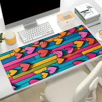 Cute Love Pattern Mouse Pad Large Desk Accessories Desk Pad Rubber Base with Stitched Edge Mousepad Non-Slip Deskpad for Office