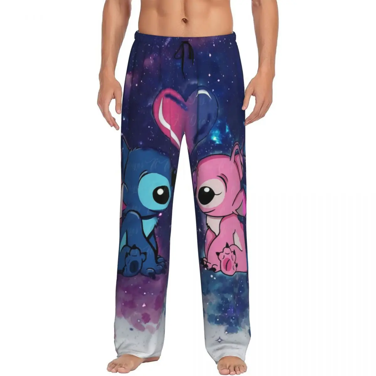 Custom Lilo Stitch Cartoon Anime Manga Pajama Pants Men's Lounge Sleep Drawstring Sleepwear Bottoms with Pockets