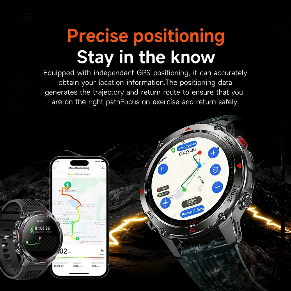 Nowy profesjonalny smartwatch sportowy GPS dla mężczyzn na rok 2025, do aktywności na świeżym powietrzu, jazdy na rowerze, biegania, z funkcją śledzenia GPS, pływania, kompasem, wysokościomierzem, wodoszczelność 3ATM, bransoletki sportowe.