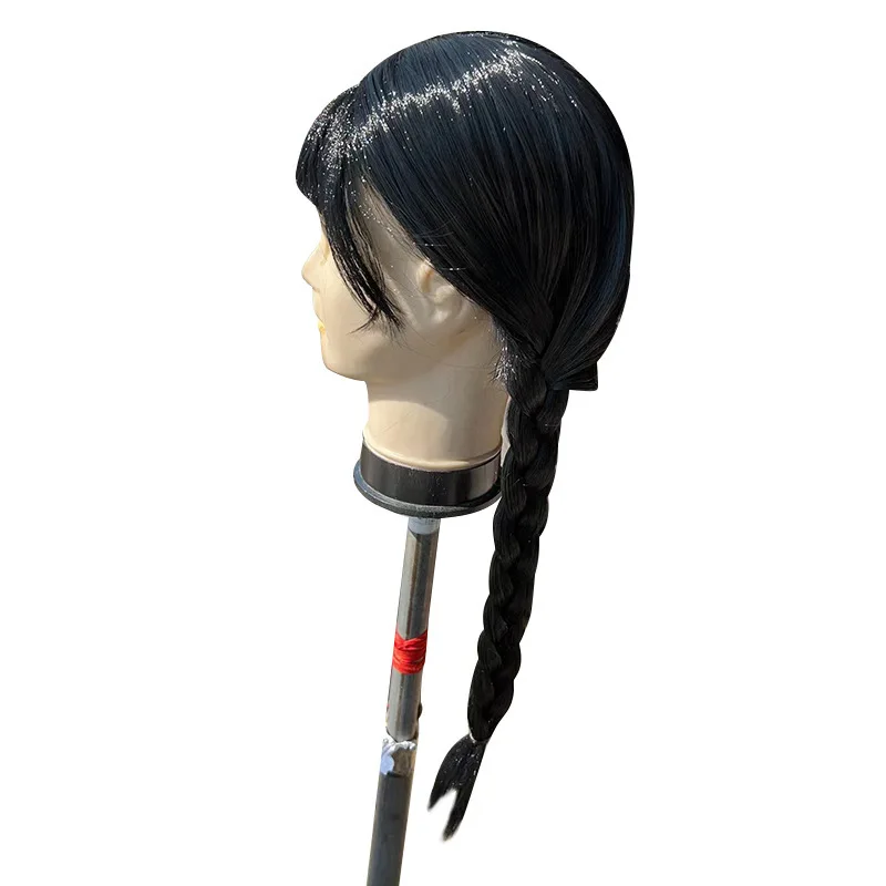 Addams Family Animated Double Braided Pigtails Cosplay Wig For Anime