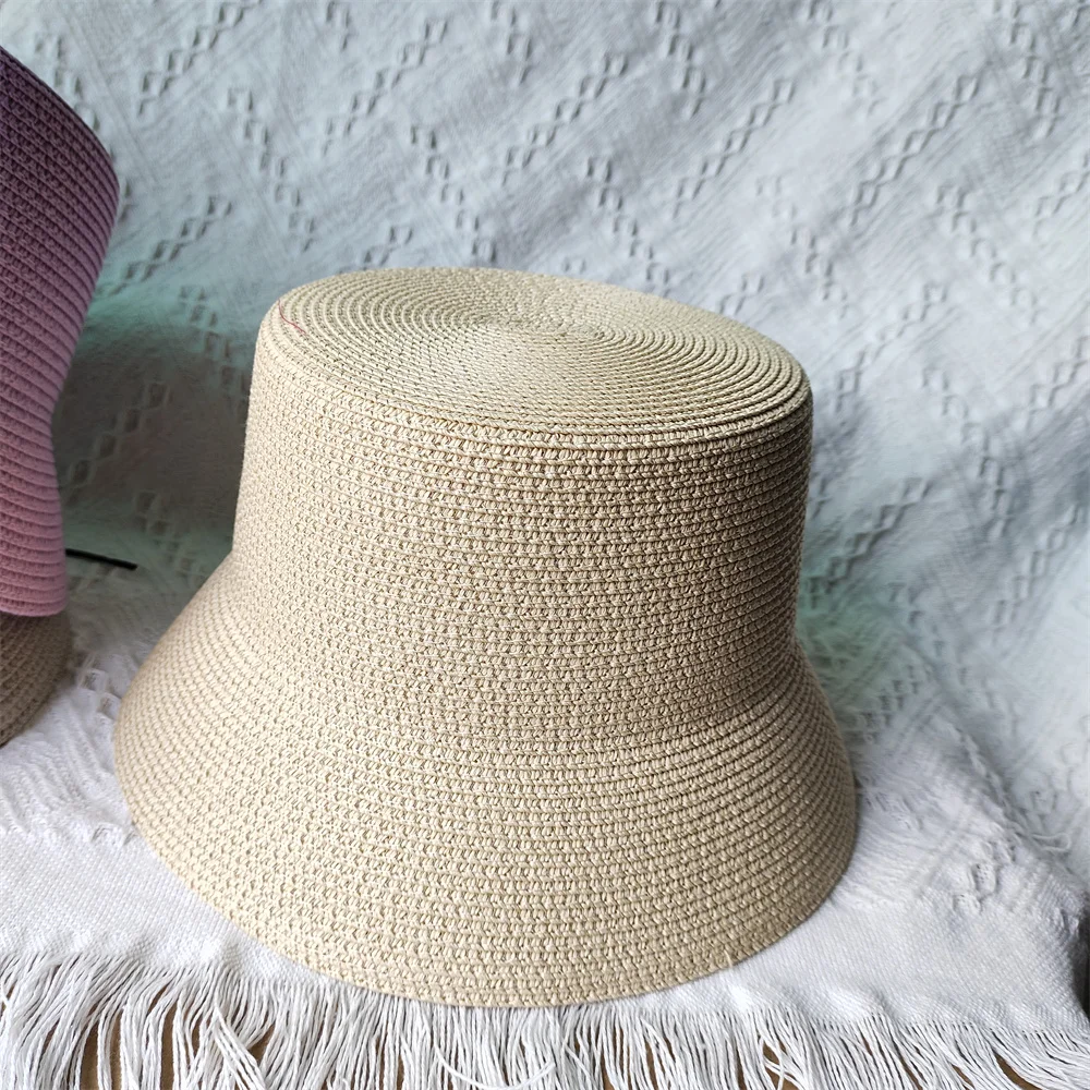 Summer Colorful Straw Hat for Women Men Fashion Chain Accessories Bucket Hat Beach Hat UV Resistant Sunshade Hat панама 버킷햇