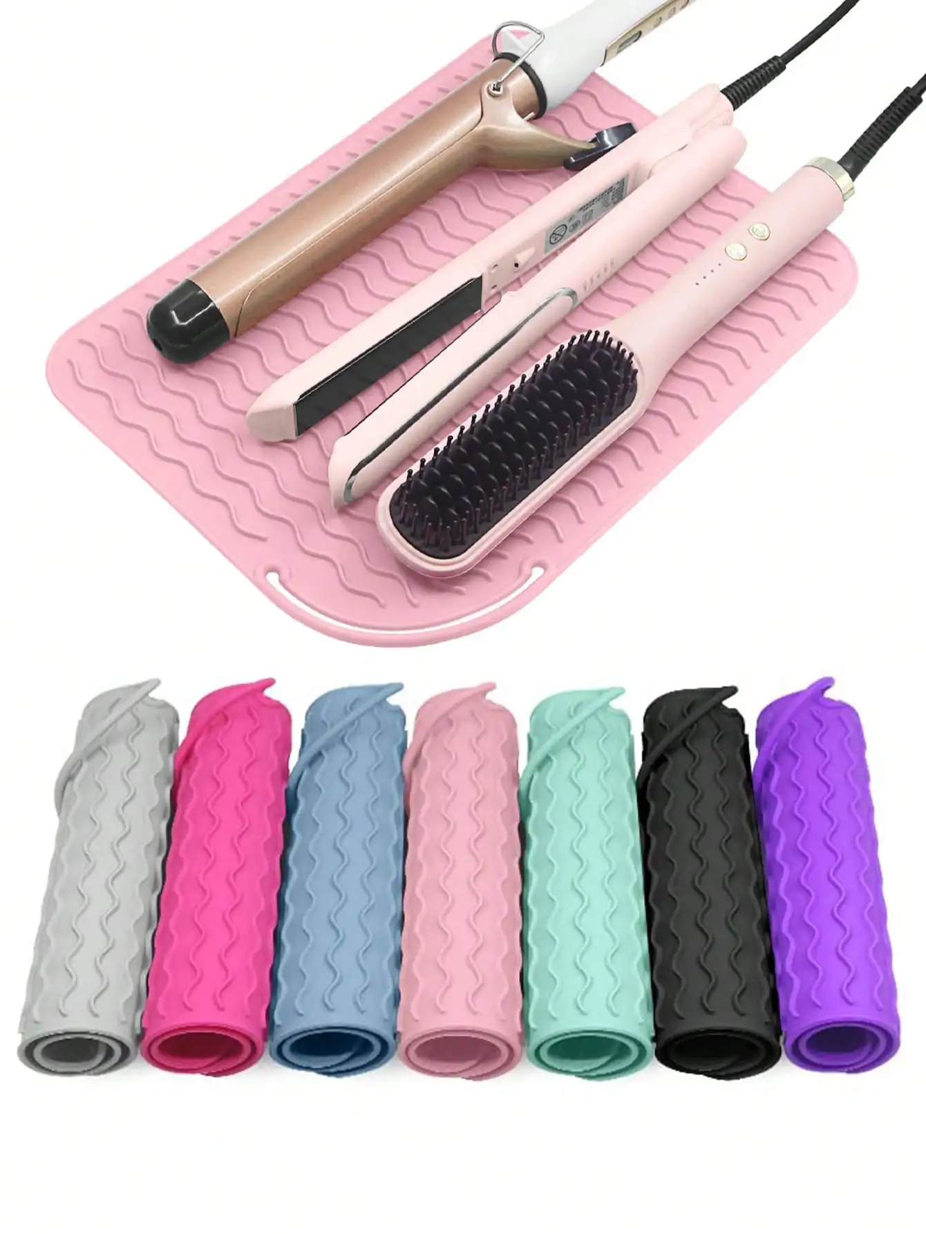 

New Plus Size Silicone Heat Resistant Mat Portable Travel Hot Tools Pad Cover for Curling Iron, Flat Iron Hair Straightener