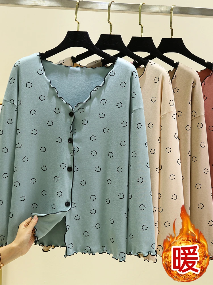 

Warm Thi Long Sve Sweater Coat Sle Home Clothes Top for Women Winter Season July Deer Brand V-Ne Loose Fit Design