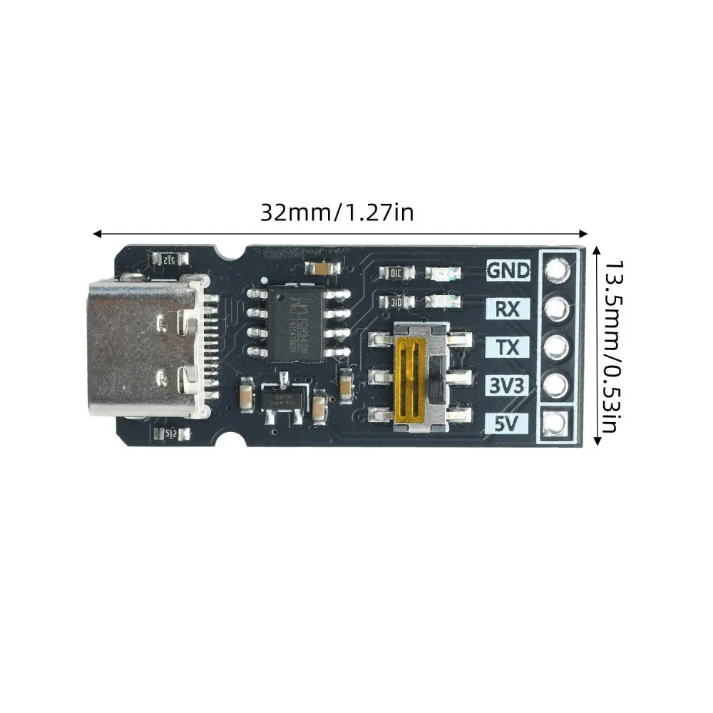 CH340N USB to TTL Serial Module for MCU Embedded Debugging Chip Toggle Switch 3.3V 5V Level Conversion Serial Adapter RX TX