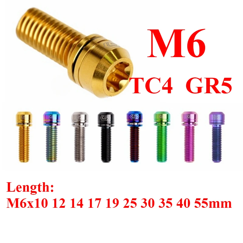 M6x10 12 14 17 19 25 30 35 40 55 mm TC4 GR5 Śruba z łbem walcowym Torx ze stopu tytanu z podkładką do roweru DIY Różne wielokolorowe