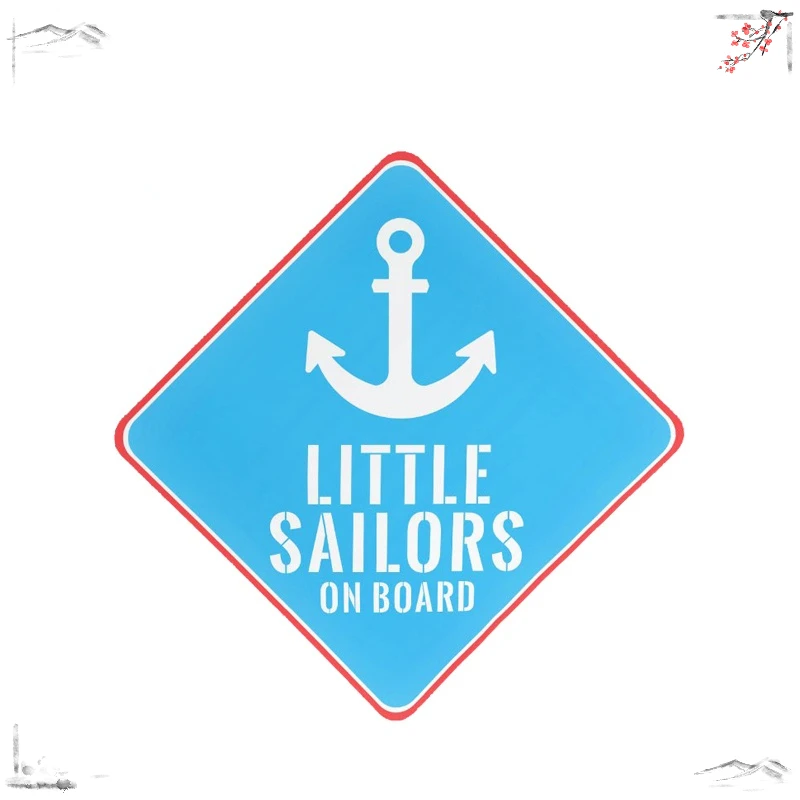 LITTLE SAILORS on Board Anchor Car Stickers Baby on Board Widow Vinyl Decals Car Styling Accessories 12cm X 12cm,KK