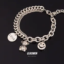 New Arrival Sweet Bear Animal Design Retro Thai Silver Female Charm Bracelet Jewelry Promotion For Girlfriend Birthday Gifts