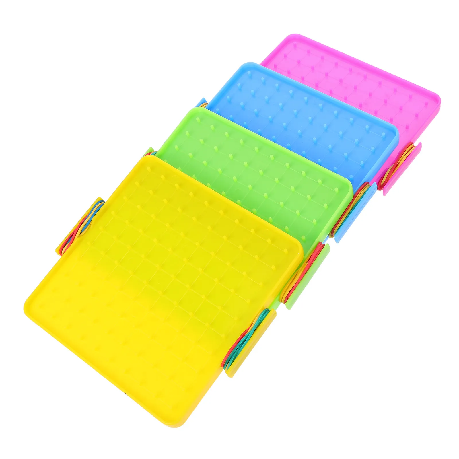 4Sets Double Sided Plastic Geoboard Lightweight Portable Safe Edges Math Manipulative for Shape Puzzle Spatial Reasoning