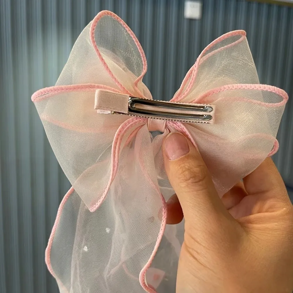 جديد شبكة مشبك شعر القوس الشريط الطويل نسج ذيل حصان أعلى كليب إكسسوارات الشعر #1