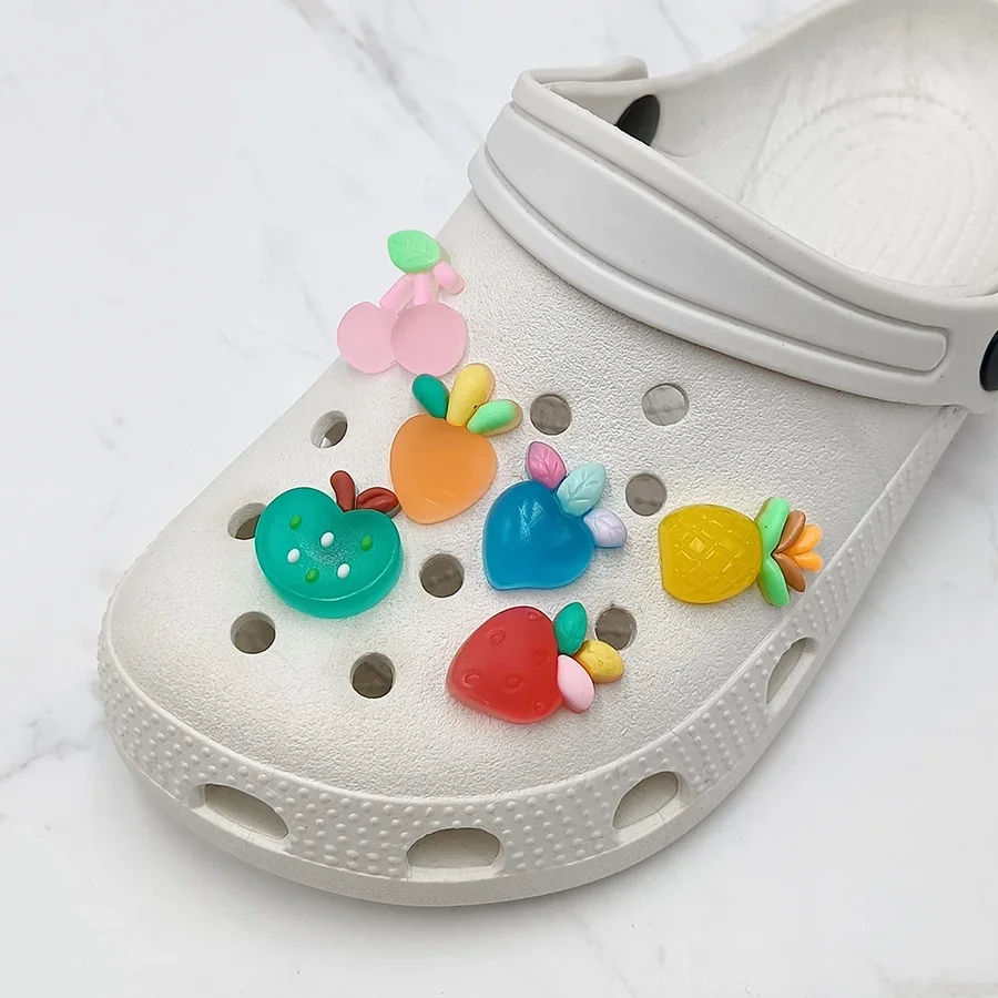 1Pcs Candy Colors Fruit PVC Shoe Charms Pineapple Apple Cherry Designer Upper Decorations Accessories Clogs Pins Buckle