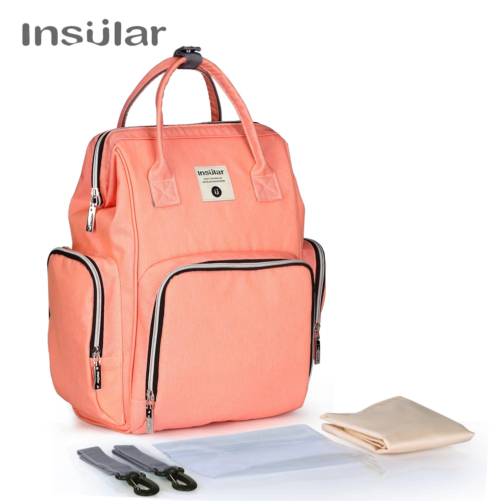 Insular Baby Diaper Changing Backpack Mother Travel Bag Baby Nappies Handbag Thermal Bag For Baby Strollers Changing Backpack