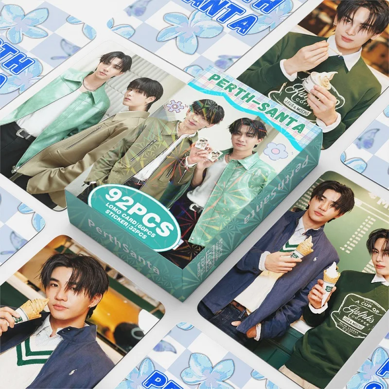 

92PCS Thai Star PerthSanta Double Sided Lomo Cards Set - HD Idol Photo Cards With Bonus Stickers Fan Collection Merch Gift