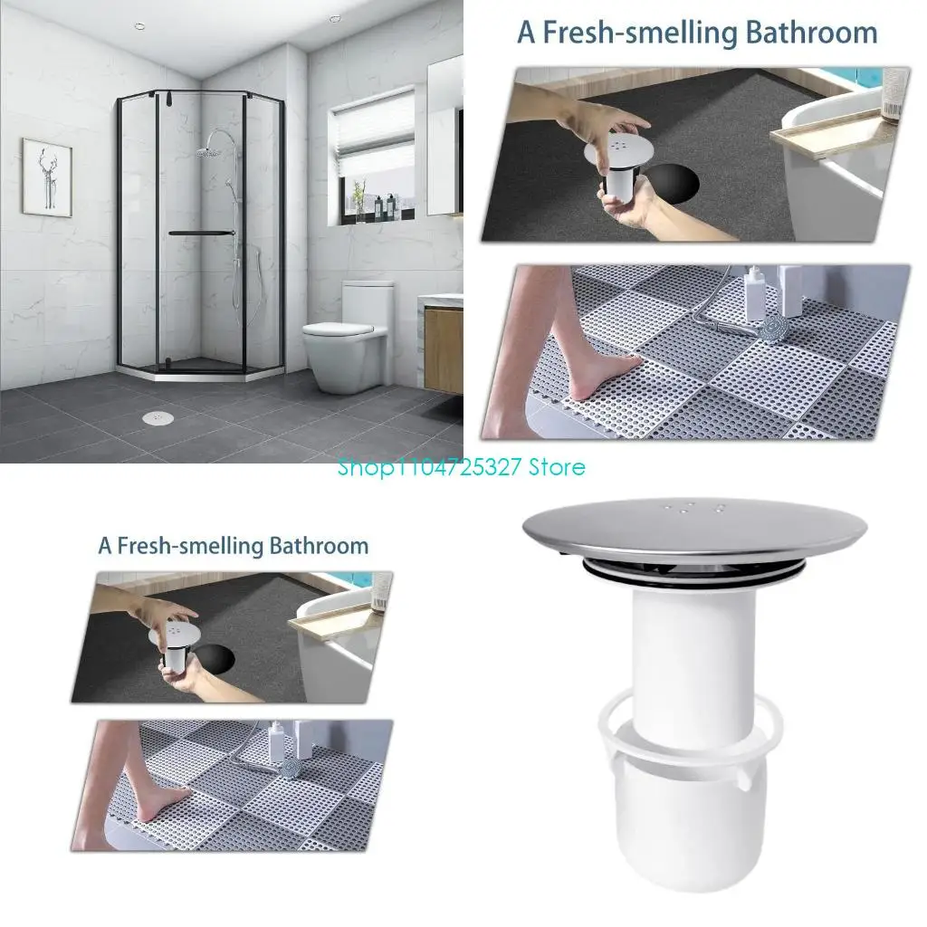 D8KF Bathroom Drain Stopper Integrated Basket Strainers for Hair Collections