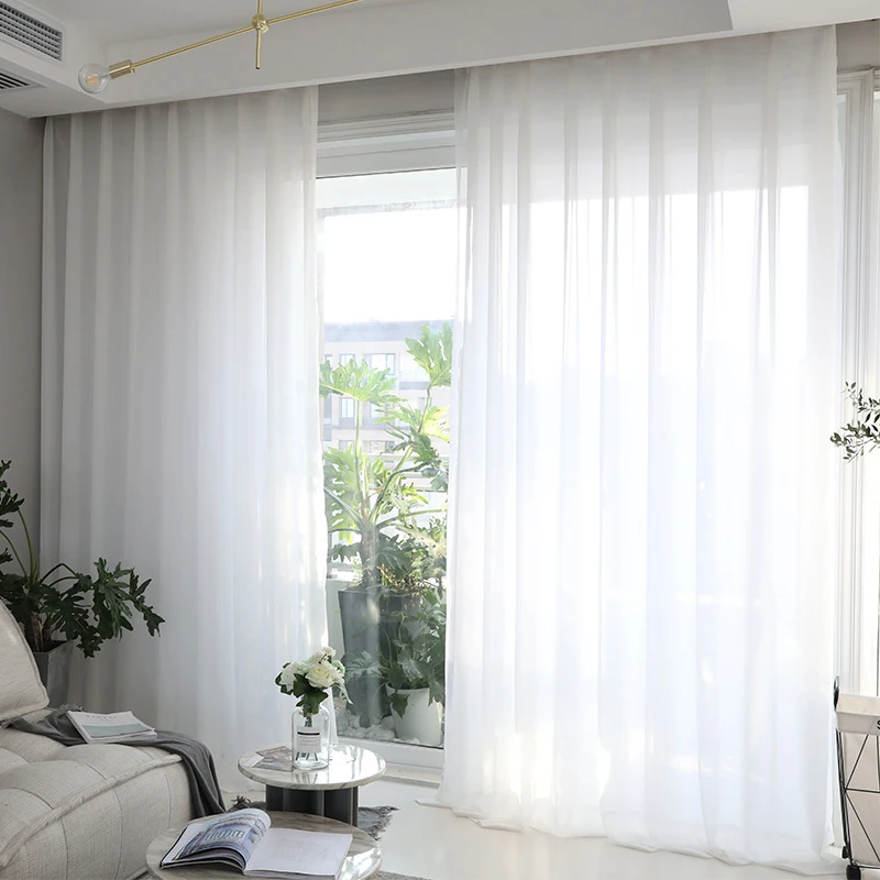 White Transparent Voile Sheer Curtains for Living Room KItchen Original Tulle Curtain for Door Rideau Voilage Sala Divider Decor