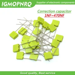 100pcs Polypropylene Safety Plastic Film 100V 1nF ~ 470nF 100nf 220nf 10nf 47nf 22nf 1nf 0.47uf 0.1uf Correction capacitor