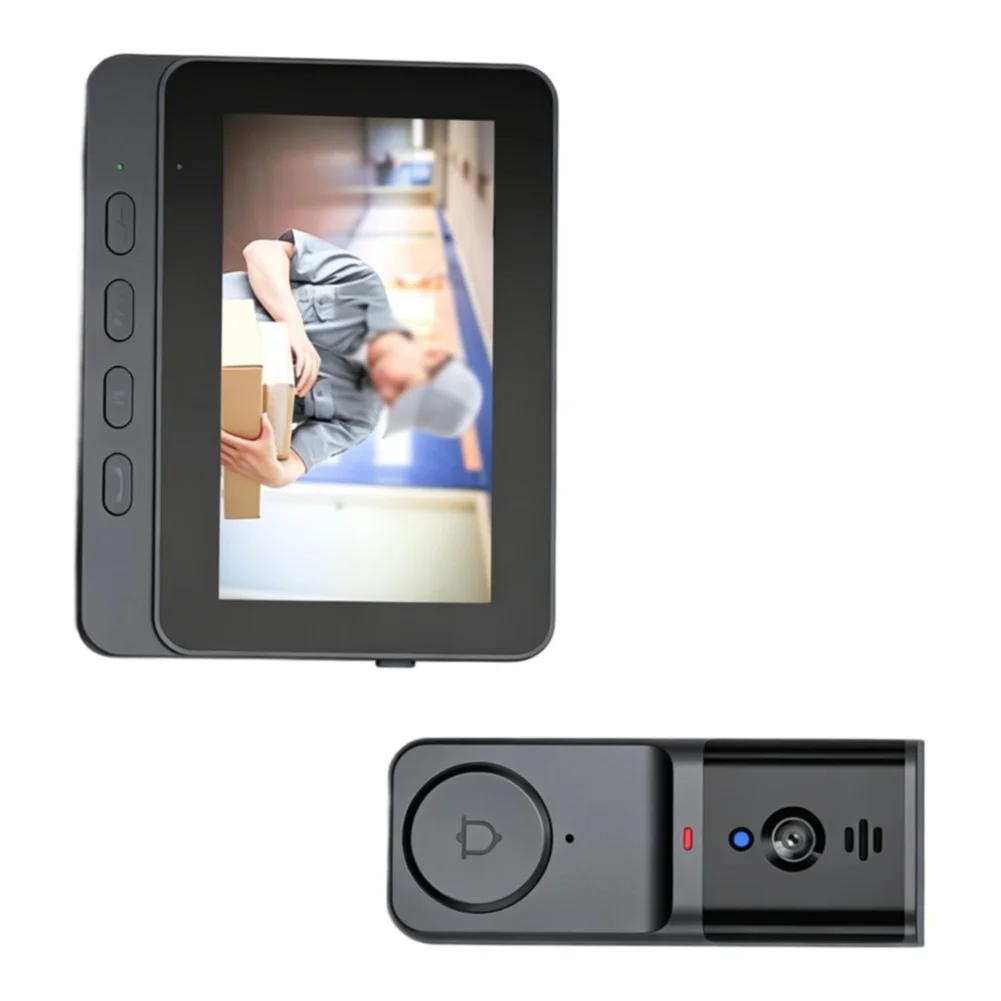 for hd Wireless Doorbell M16S with 4.3 inch Display Screen Two-Way Intercom and Peephole Camera for Home Monitoring