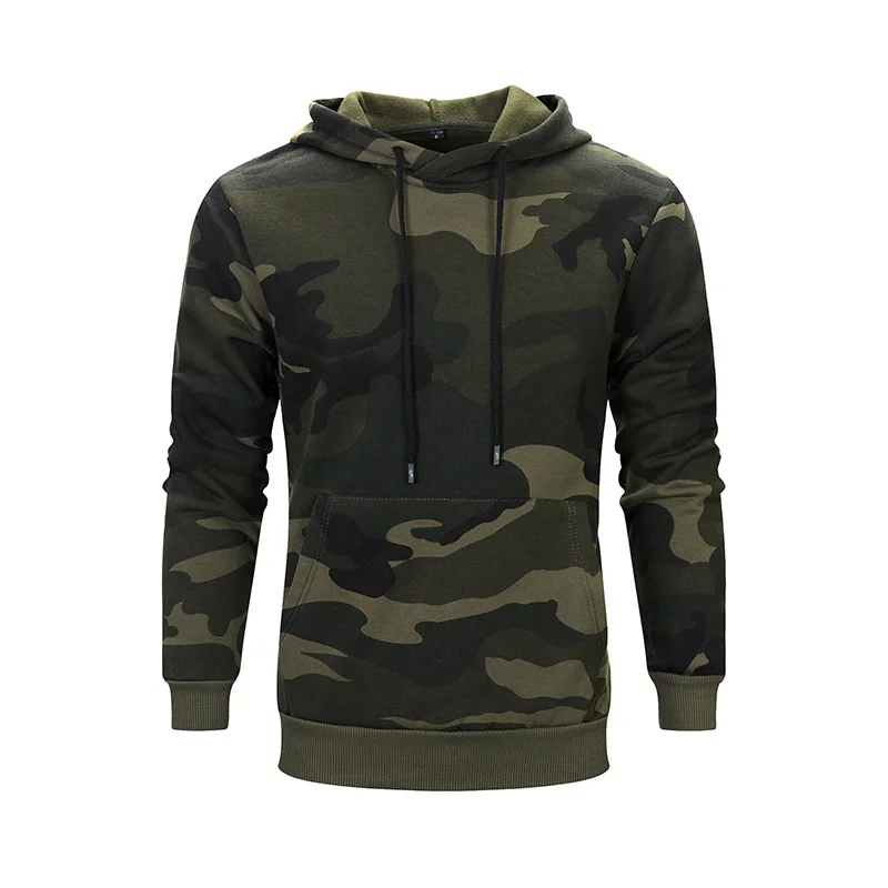 

Men Fall Basic Camo Pullover Hoodies Sports Soft Drawstring Hooded Sweatshirt with Kangaroo Pocket Loose Fit Camouflage Pullover
