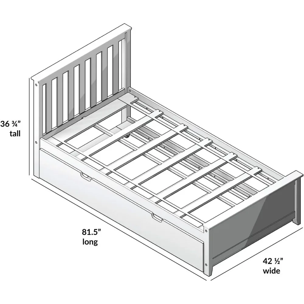 Cama de solteiro com cabeceira para crianças, resistente e estável, funcional, design moderno, azul ralado