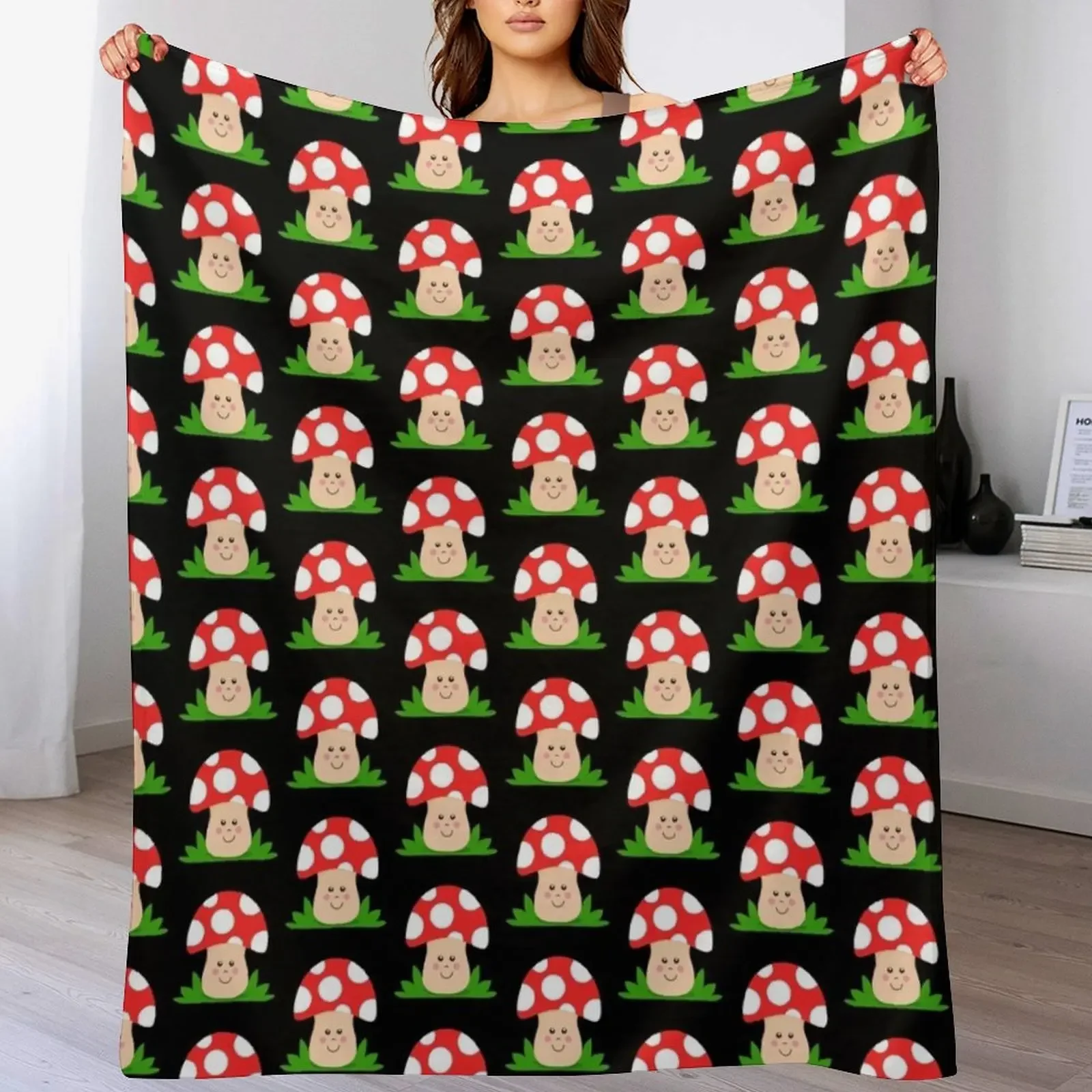 

Happy Mushroom Toadstool Throw Blanket Hair Comforter Giant Sofa For Baby Blankets