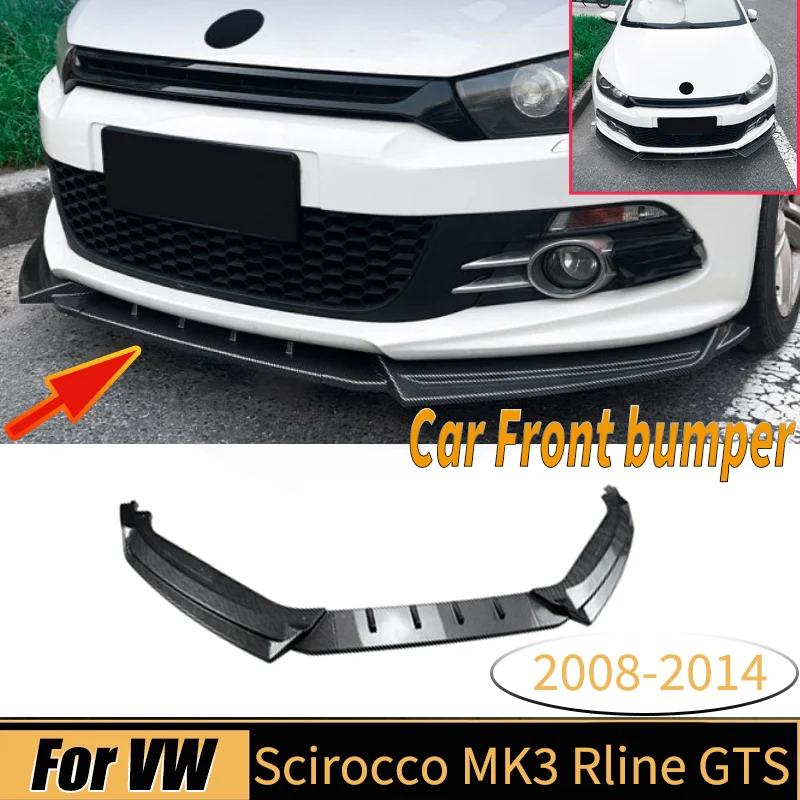 

Для VW Scirocco MK3 Rline GTS 2008-2014 автомобильный передний бампер, 3 шт., спойлер, разделитель, диффузор, защитная доска, комплекты аксессуаров для тюнинга