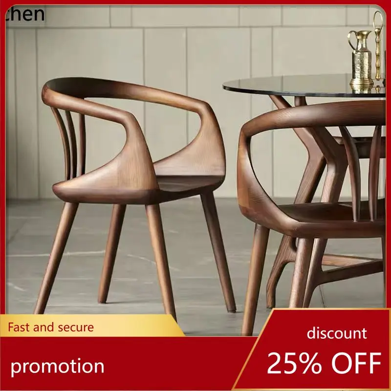 

HXL Vintage Chinese Style Dining Chair, Leisure Armchair, Modern Minimalist Home Use, Solid Wood Chair with Backrest for Desk