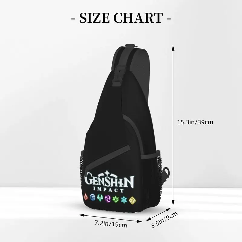 Genshin Impact-Bolso de hombro con logotipo personalizado para hombre, mochila cruzada de pecho, mochila de viaje, senderismo, mochila de día, juego de Anime, moda, 22