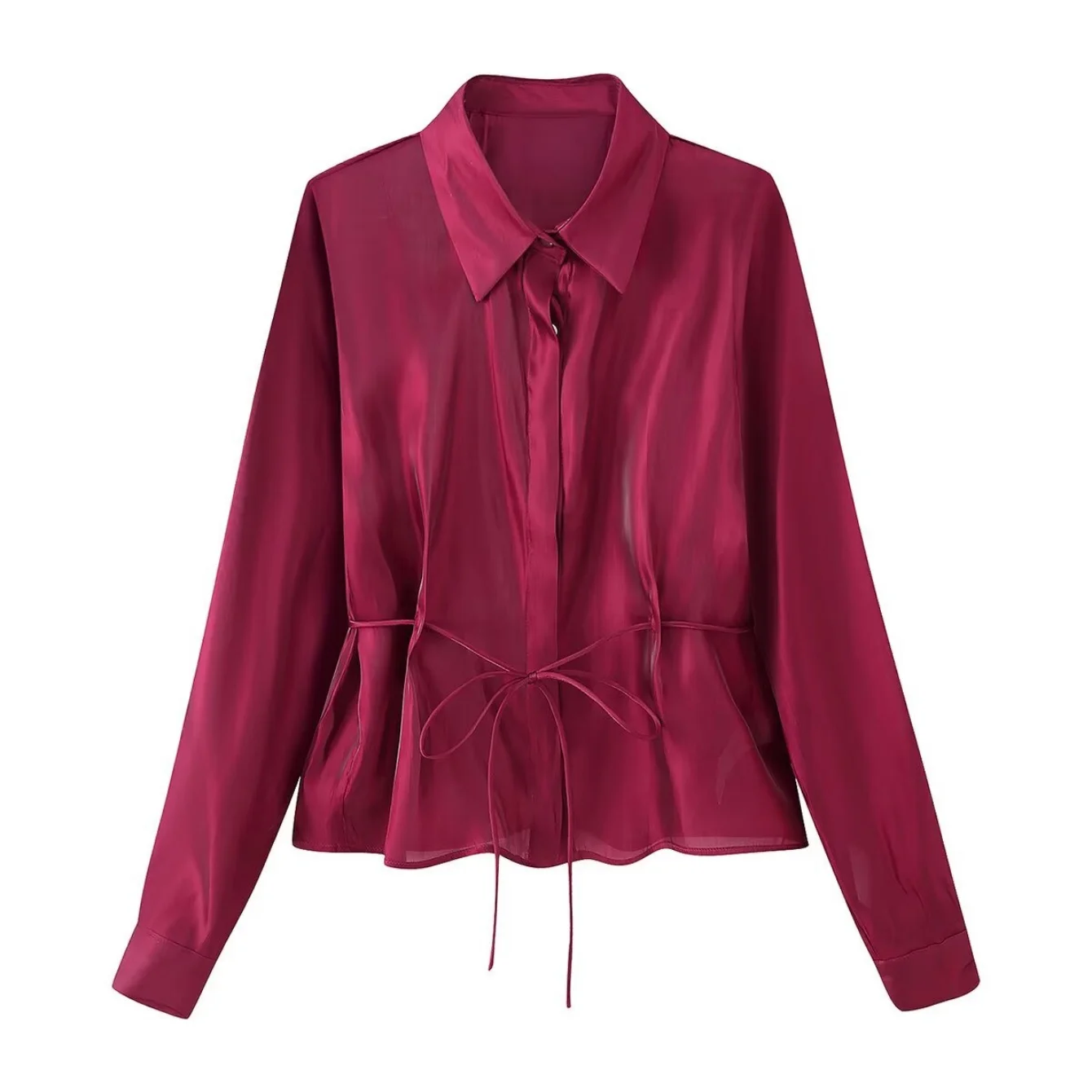 Vrouwen Elegant Bow Lace Up Shirt Vrouwelijke Casual Volledige Mouw Revers Single Breasted Shirts Lady Lente Herfst Nieuwe OL Chic Blouses