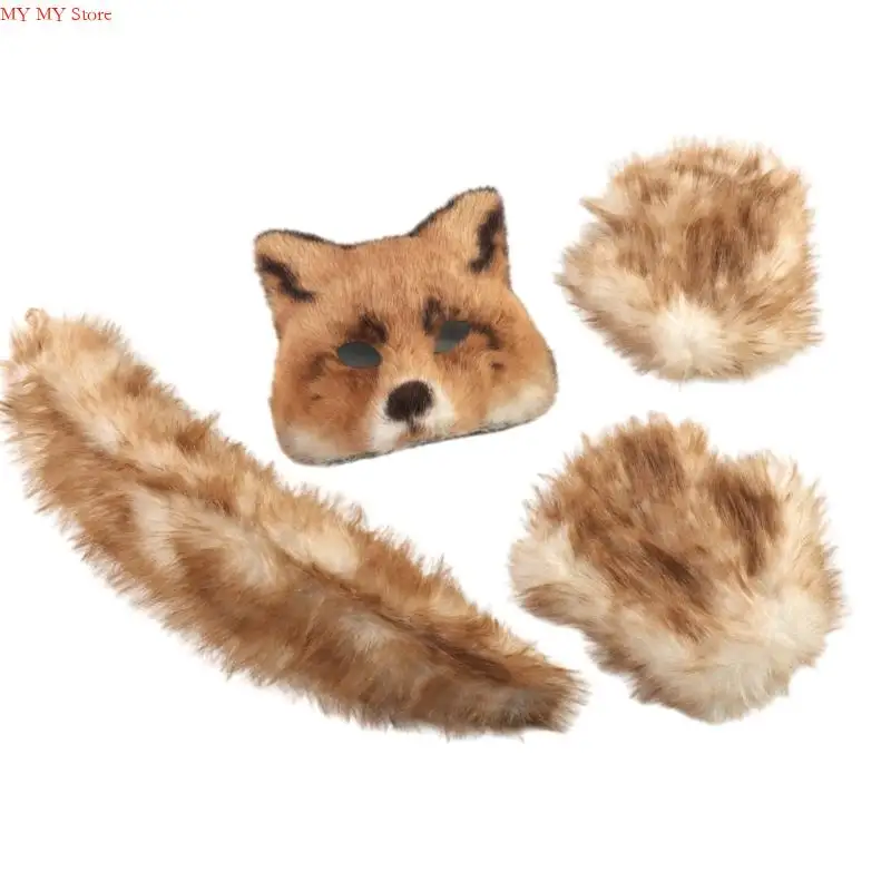N1He 3pcs Halloween Foxes Trajes para adultos figurinos animais adultos acessórios cosplay