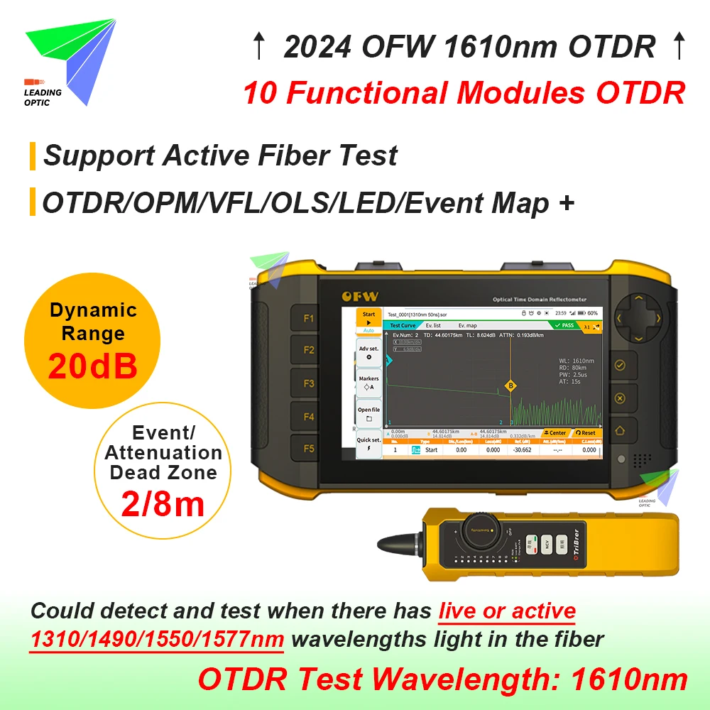 

New OFW Mini OTDR 1610nm 20dB Active Live Fiber Tester Optical Reflector Reflectometer Touch Screen iOLA OPM VFL Event Map