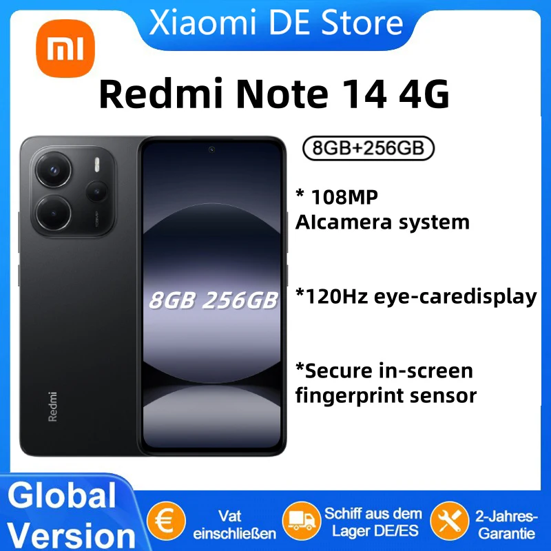 Globalna wersja smartfona Redmi Note 14 4G z wbudowanymi funkcjami AI, automatycznie optymalizującymi zdjęcia, telefony komórkowe z 6,67-calowym wyświetlaczem AMOLED FHD.