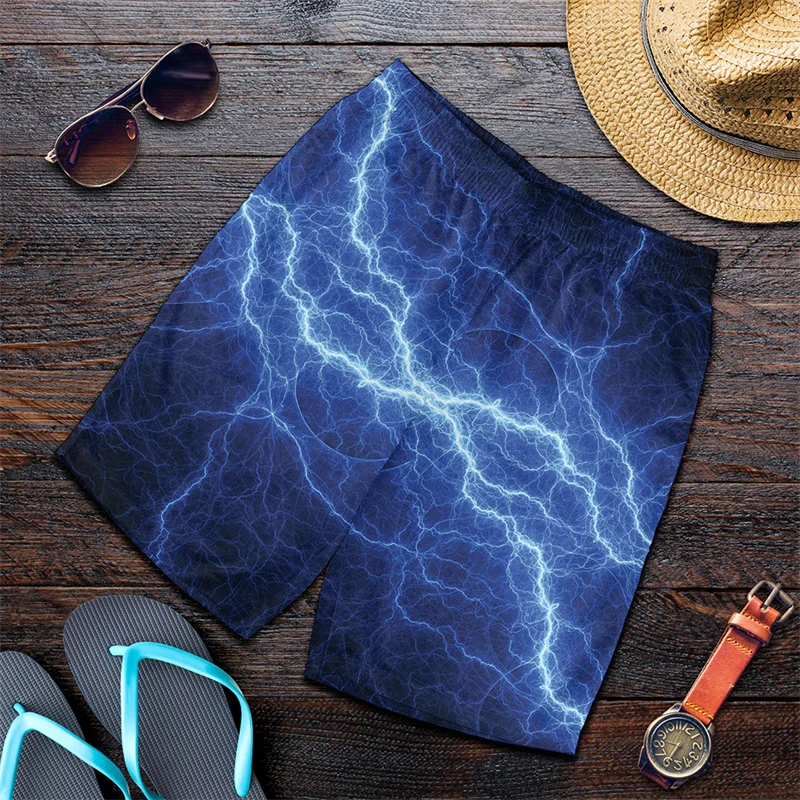 Men's Summer Sports Shorts Quick Drying Trunks Sport Pants Gym Pant Lightning Graphic 3D Printed Gym Men Women Beach Short Pants