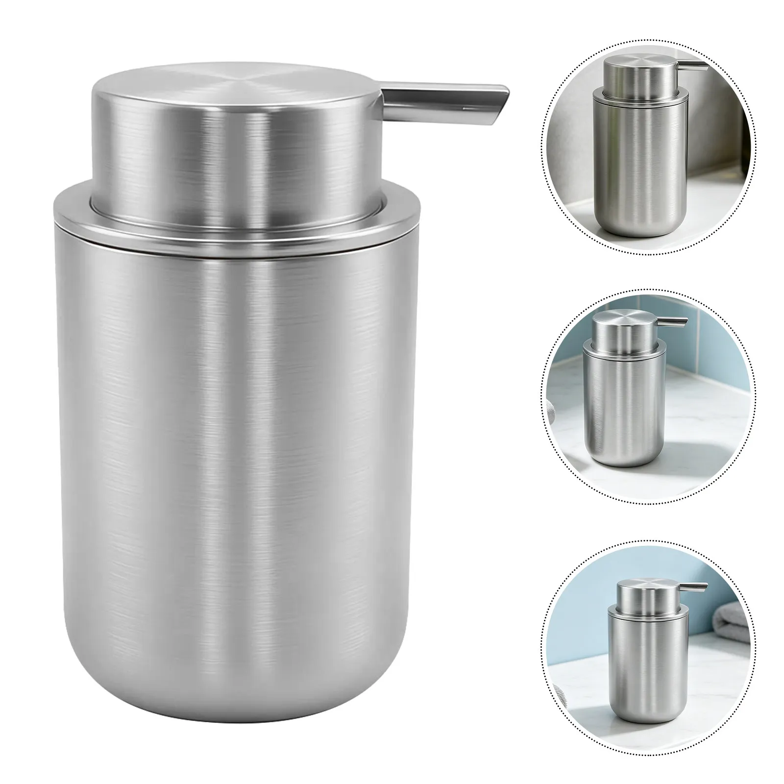 Kitchen Sink Soap Dispenser Stainless Steel Manual Pump Liquid Dispenser Refillable 5.4oz Bottle Press-Type Handwash Lotion