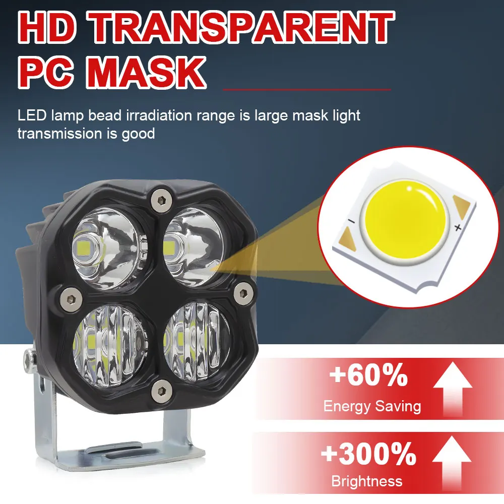 LED-Licht 40W Auto-Scheinwerfer Zweifarbige Motorrad-Spotlights Linse Für LKW ATV UTV Offroad 4x4 Jeep 12V 24V 3 Zoll Nebelscheinwerfer – Detail 2